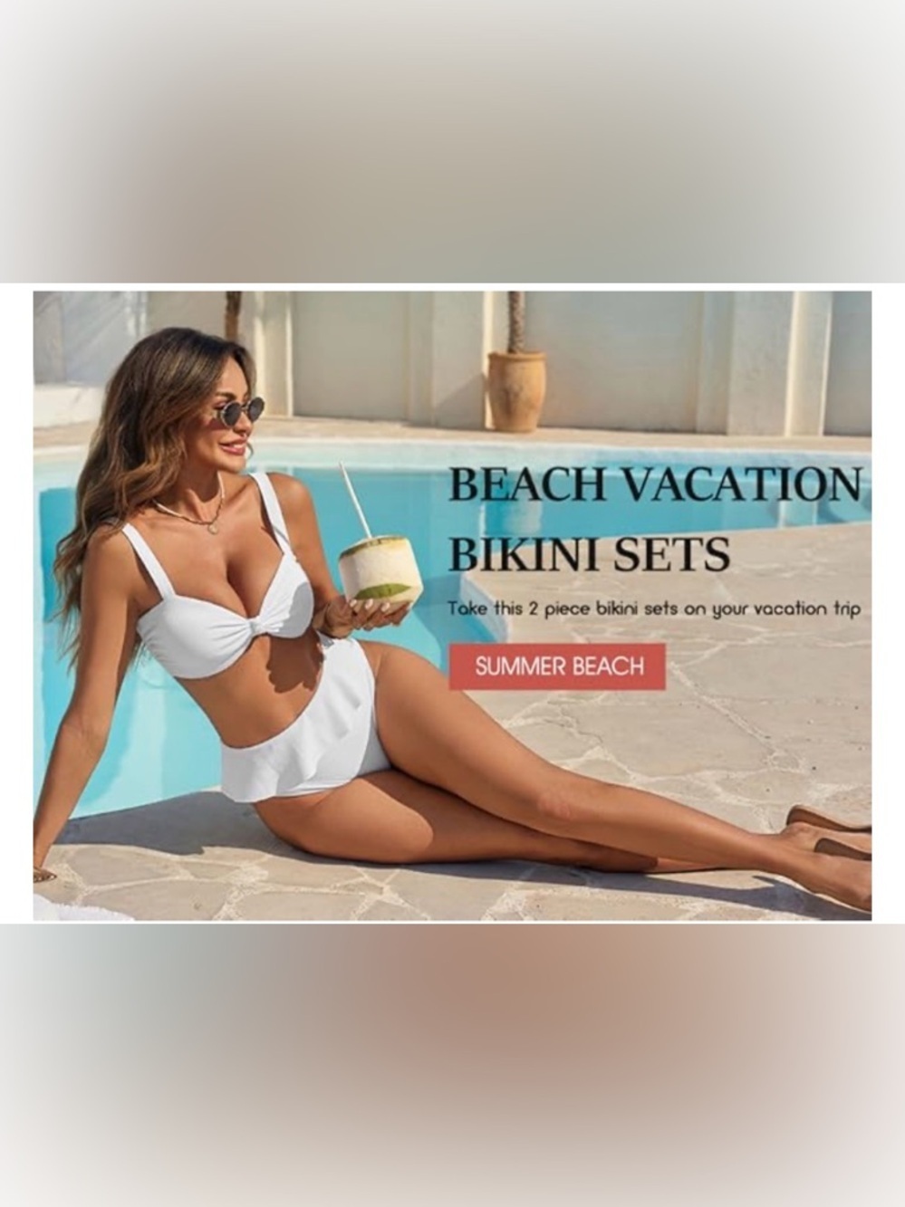 Womens 2 Piece High Waisted Swimsuit Ruffle Bikini
Sets Twist Knot Ribbed White - Picture 9 of 9
